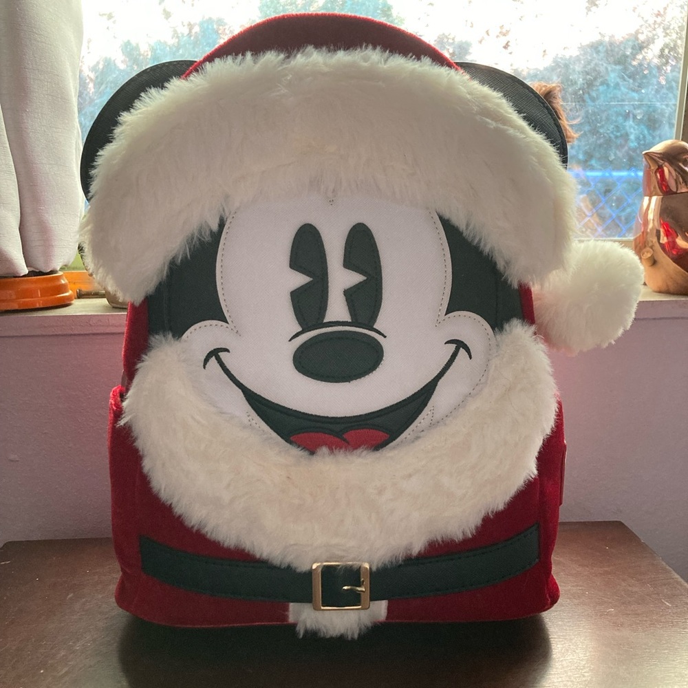 Retired Santa Mickey Mouse velvet holiday loungefly